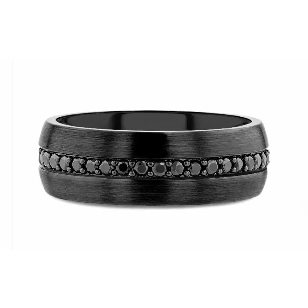 Thorsten Black Tungsten Men’s Wedding Ring with Black Sapphires Size 10 8mm NWT